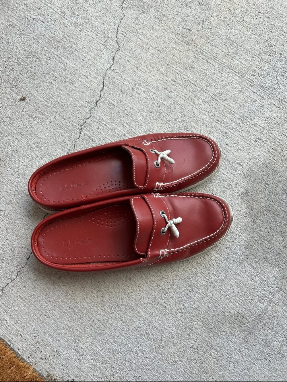 L.L. Bean Women's Red Leather Moccasin Loafers